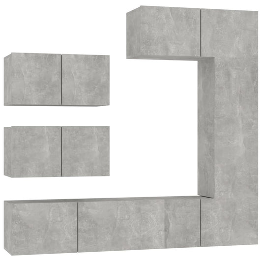 TV Cabinet Set | Set of 6 | Concrete Grey | Engineered Wood | Medium TV Cabinet Set | Set of 6 | Concrete Grey | Engineered Wood | Medium