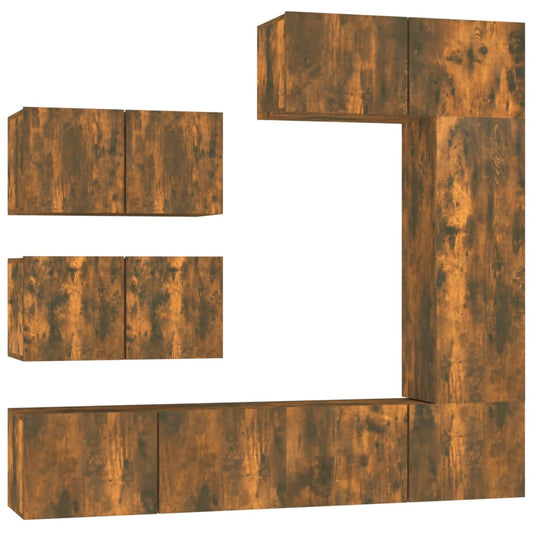 6 Piece TV Cabinet Set Smoked Oak Engineered Wood 6 Piece TV Cabinet Set Smoked Oak Engineered Wood