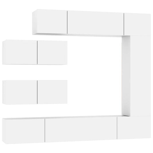 7 Piece TV Cabinet Set White Engineered Wood 7 Piece TV Cabinet Set White Engineered Wood