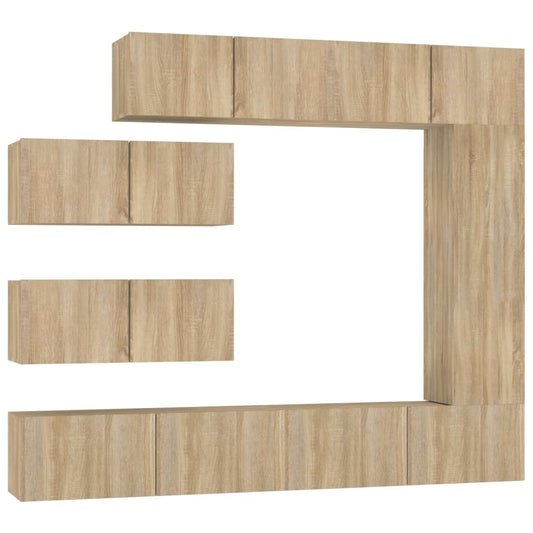 7 Piece TV Cabinet Set Sonoma Oak Engineered Wood 7 Piece TV Cabinet Set Sonoma Oak Engineered Wood