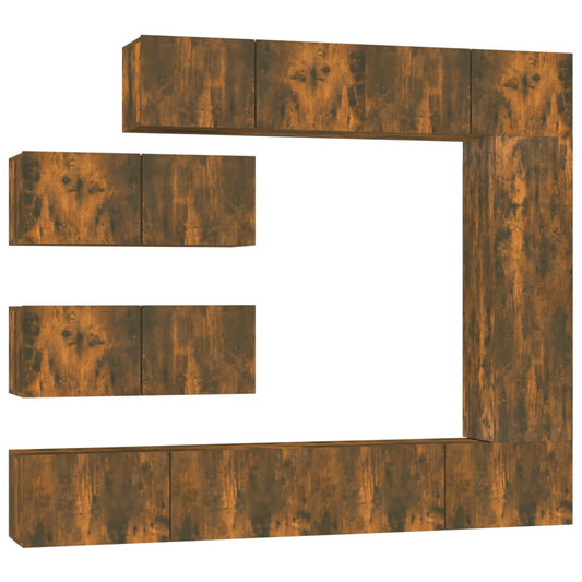 7 Piece TV Cabinet Set Smoked Oak Engineered Wood 7 Piece TV Cabinet Set Smoked Oak Engineered Wood