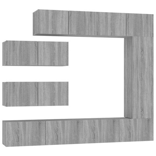 7 Piece TV Cabinet Set Grey Sonoma Engineered Wood 7 Piece TV Cabinet Set Grey Sonoma Engineered Wood