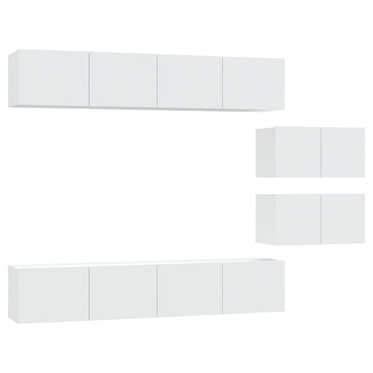 4 Piece TV Cabinet Set White Engineered Wood 4 Piece TV Cabinet Set White Engineered Wood