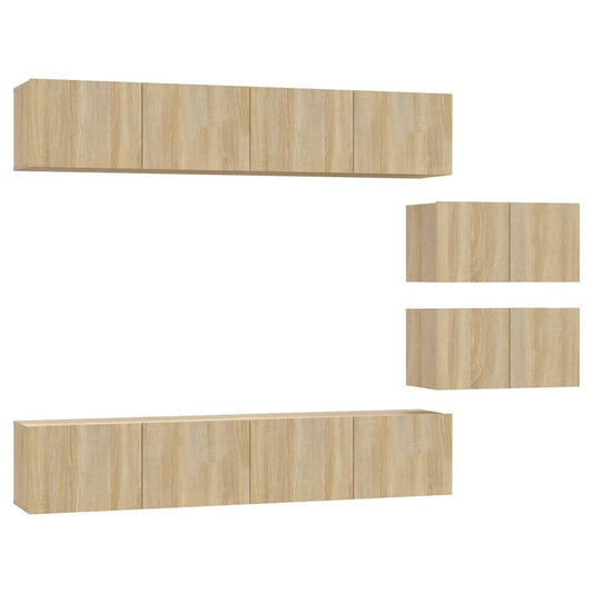 6 Piece TV Cabinet Set Sonoma Oak Engineered Wood 6 Piece TV Cabinet Set Sonoma Oak Engineered Wood