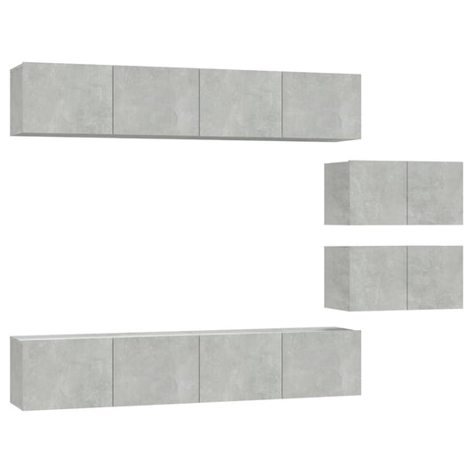 6 Piece TV Cabinet Set Concrete Grey Engineered Wood 6 Piece TV Cabinet Set Concrete Grey Engineered Wood