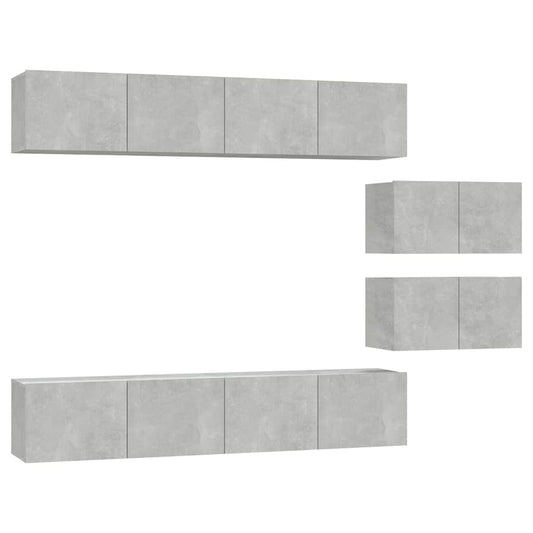 6 Piece TV Cabinet Set Concrete Grey Engineered Wood 6 Piece TV Cabinet Set Concrete Grey Engineered Wood