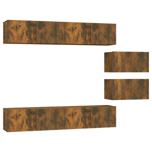 4 Piece TV Cabinet Set Smoked Oak Engineered Wood 4 Piece TV Cabinet Set Smoked Oak Engineered Wood