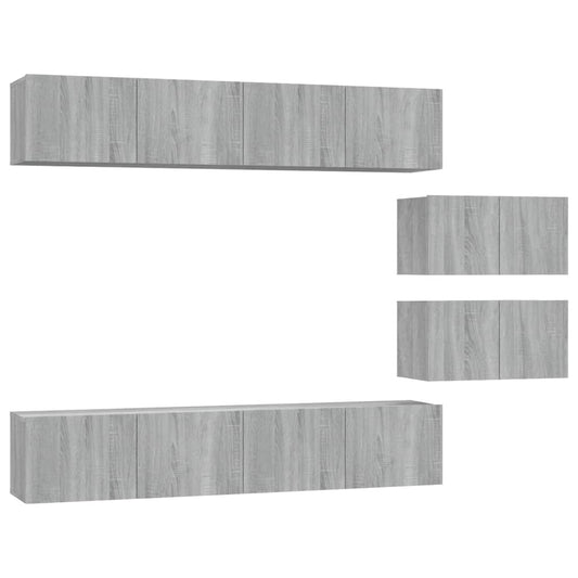4 Piece TV Cabinet Set Grey Sonoma Engineered Wood 4 Piece TV Cabinet Set Grey Sonoma Engineered Wood
