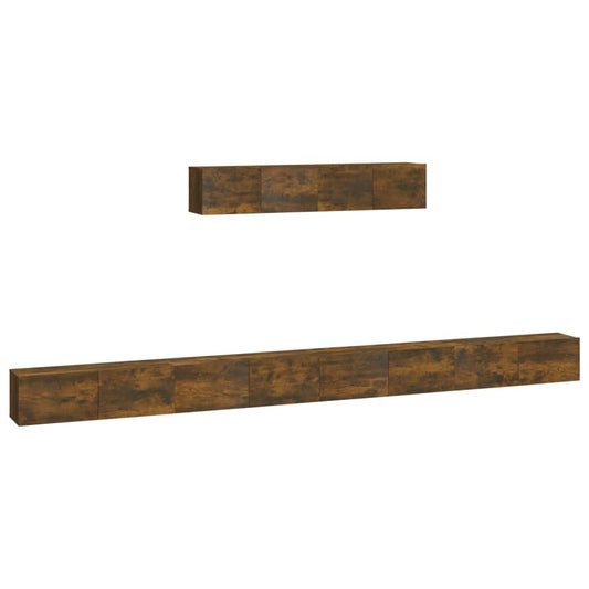 4 Piece TV Cabinet Set Smoked Oak Engineered Wood 4 Piece TV Cabinet Set Smoked Oak Engineered Wood