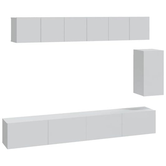 6 Piece TV Cabinet Set White Engineered Wood 6 Piece TV Cabinet Set White Engineered Wood