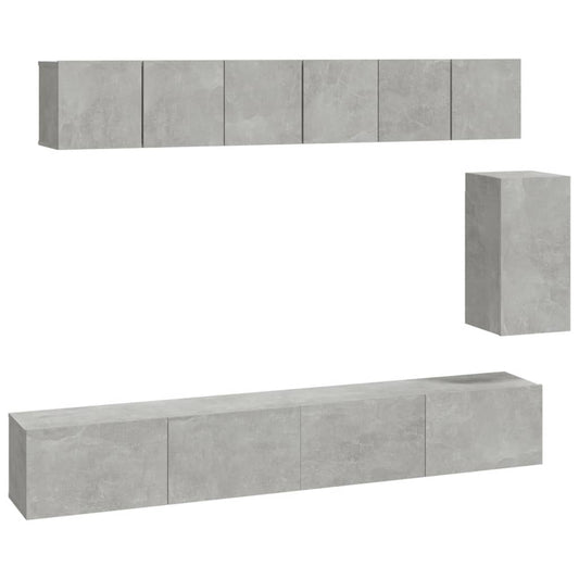 6 Piece TV Cabinet Set Concrete Grey Engineered Wood 6 Piece TV Cabinet Set Concrete Grey Engineered Wood