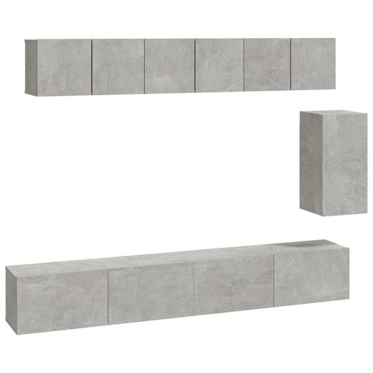6 Piece TV Cabinet Set Concrete Grey Engineered Wood 6 Piece TV Cabinet Set Concrete Grey Engineered Wood