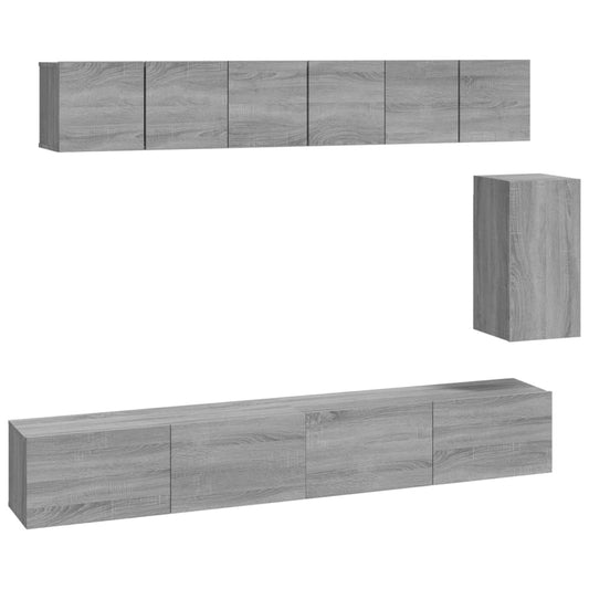 6 Piece TV Cabinet Set Grey Sonoma Engineered Wood 6 Piece TV Cabinet Set Grey Sonoma Engineered Wood