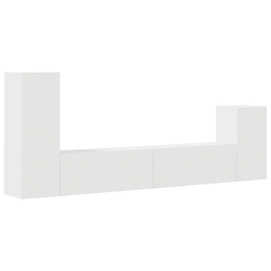 4 Piece TV Cabinet Set White Engineered Wood 4 Piece TV Cabinet Set White Engineered Wood
