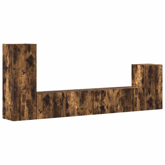 4 Piece TV Cabinet Set Smoked Oak Engineered Wood 4 Piece TV Cabinet Set Smoked Oak Engineered Wood