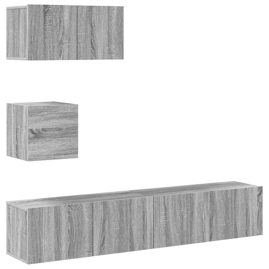 4 Piece TV Cabinet Set Grey Sonoma Engineered Wood 4 Piece TV Cabinet Set Grey Sonoma Engineered Wood