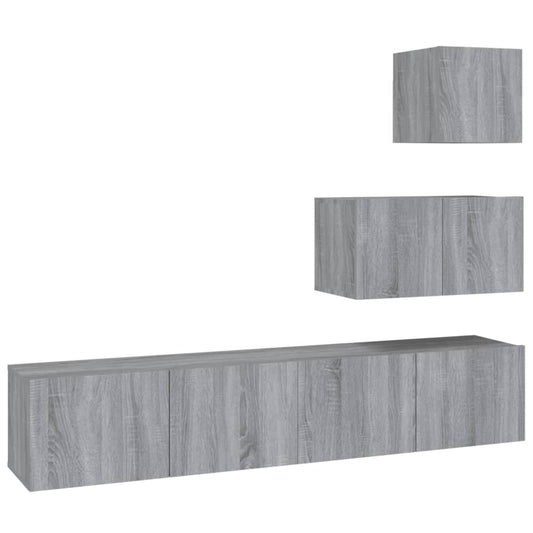 4 Piece TV Cabinet Set Grey Sonoma Engineered Wood 4 Piece TV Cabinet Set Grey Sonoma Engineered Wood