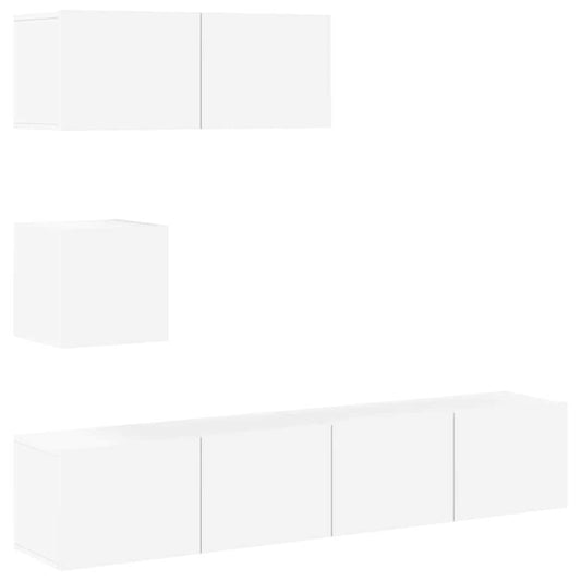 4 Piece TV Cabinet Set White Engineered Wood 4 Piece TV Cabinet Set White Engineered Wood