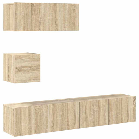 4 Piece TV Cabinet Set Sonoma Oak Engineered Wood 4 Piece TV Cabinet Set Sonoma Oak Engineered Wood