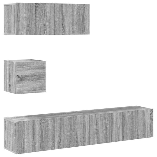 4 Piece TV Cabinet Set Grey Sonoma Engineered Wood 4 Piece TV Cabinet Set Grey Sonoma Engineered Wood
