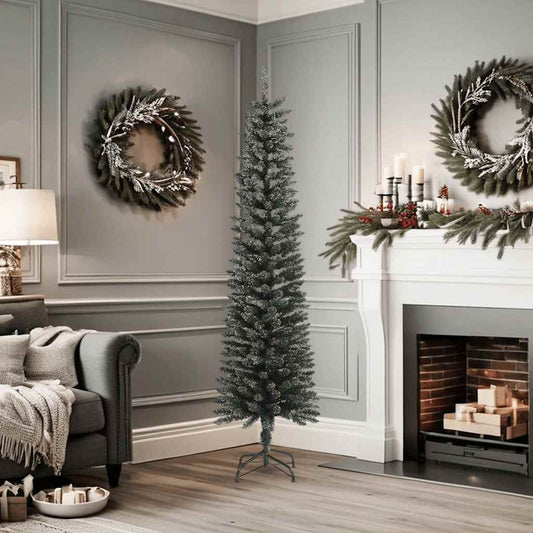 Artificial Slim Christmas Tree with Stand Green 180 cm PVC Artificial Slim Christmas Tree with Stand Green 180 cm PVC