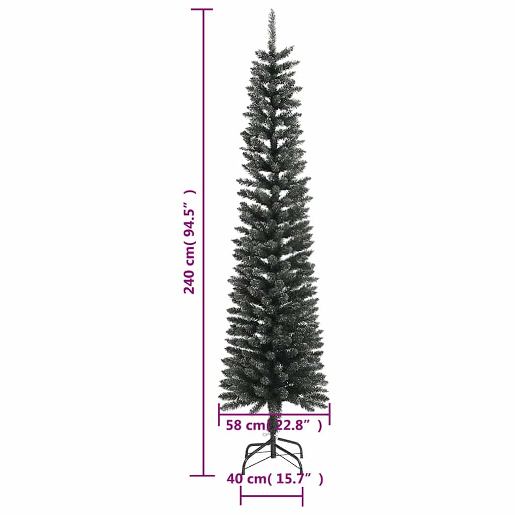 345187 vidaXL Artificial Slim Christmas Tree with Stand Green 240 cm PVC