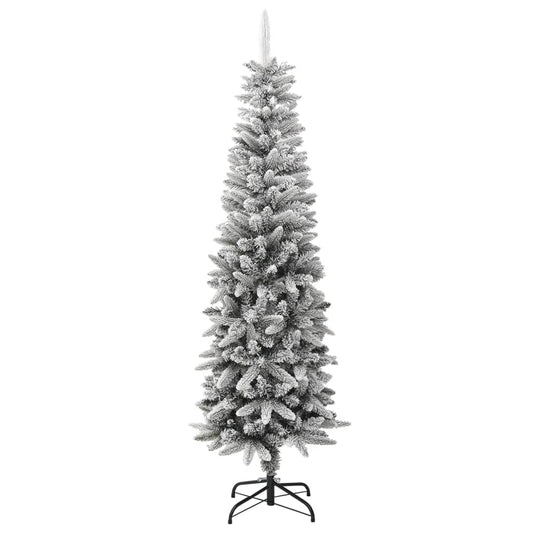 Artificial Slim Christmas Tree with Flocked Snow 180 cm PVC&PE Artificial Slim Christmas Tree with Flocked Snow 180 cm PVC&PE