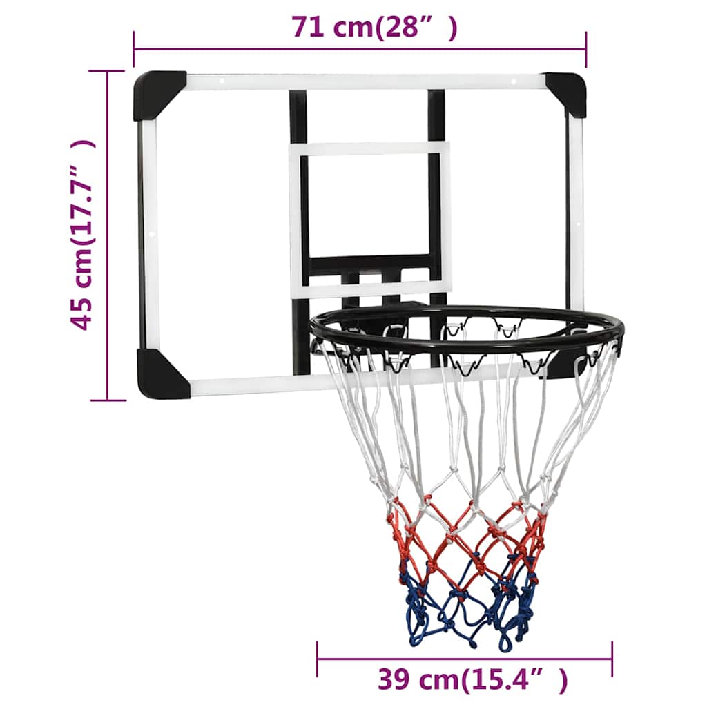 Basketball Backboard Transparent 71x45x2,5 cm Polycarbonate