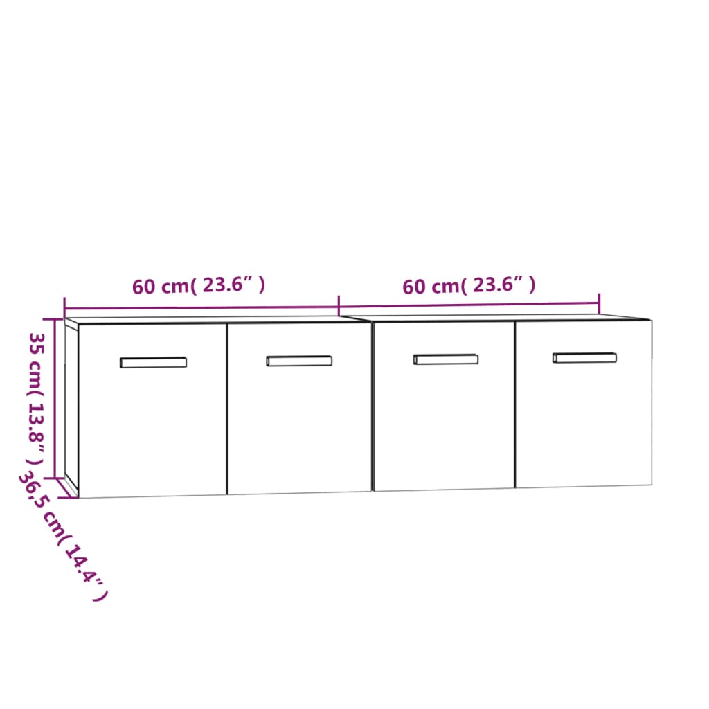 Wall Cabinets 2 pcs White 60x36.5x35 cm Engineered Wood
