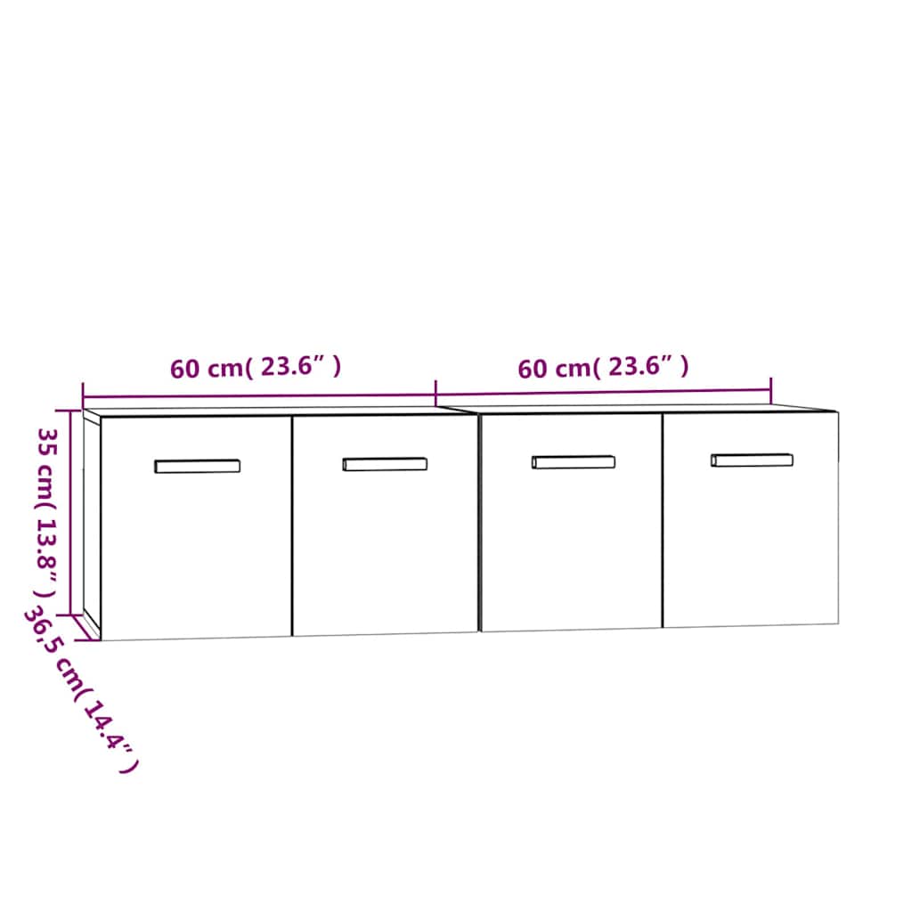Wall Cabinets 2 pcs Concrete Grey 60x36,5x35 cm Engineered Wood