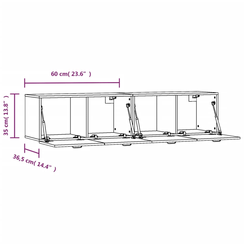 Wall Cabinets 2 pcs White 60x36.5x35 cm Engineered Wood