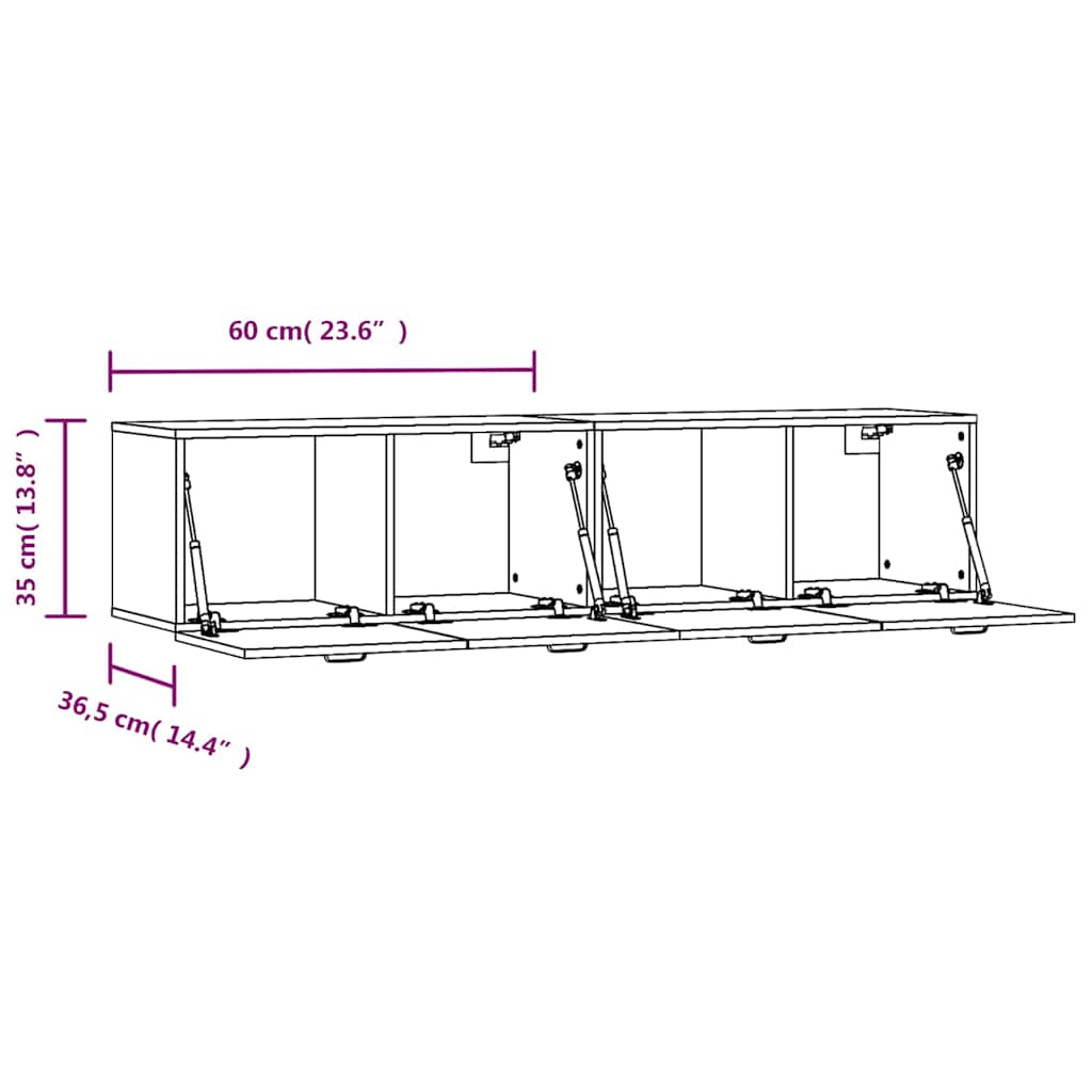 Wall Cabinets 2 pcs Concrete Grey 60x36,5x35 cm Engineered Wood