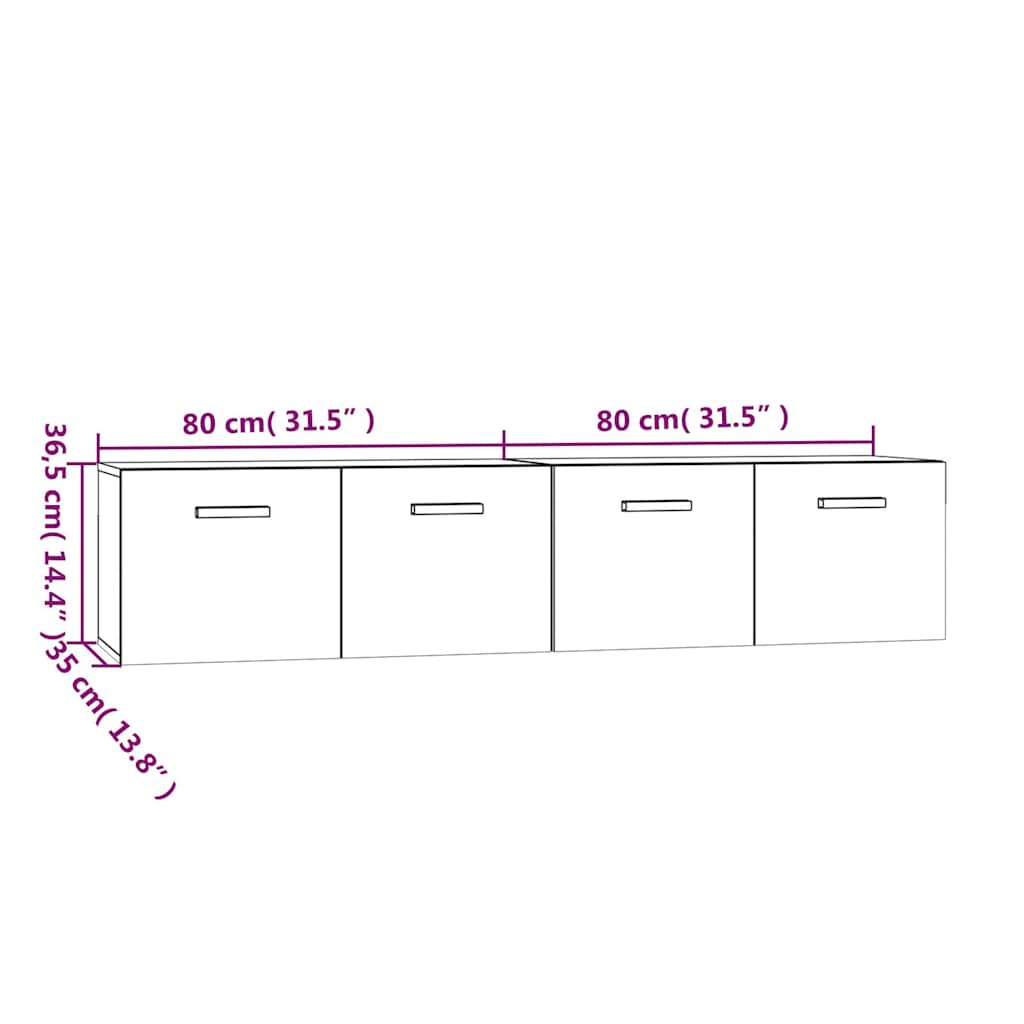 Wall Cabinets 2 pcs White 80x35x36,5 cm Engineered Wood