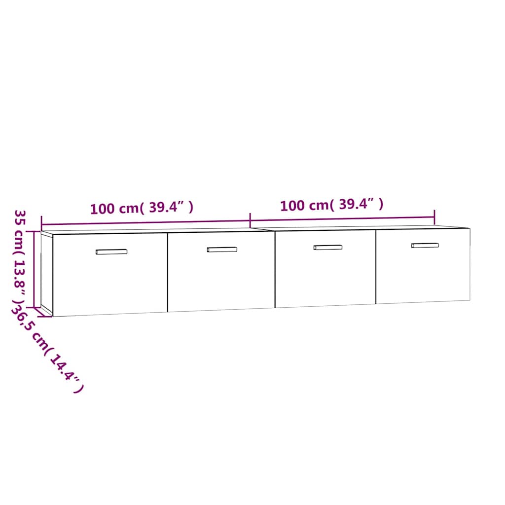 Wall Cabinets 2 pcs Smoked Oak 100x36,5x35 cm Engineered Wood