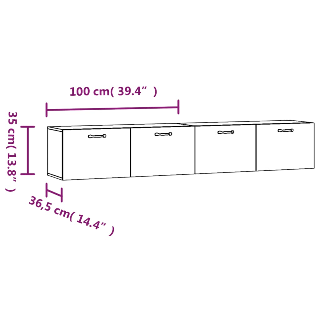 Wall Cabinets 2 pcs White 100x36.5x35 cm Engineered Wood