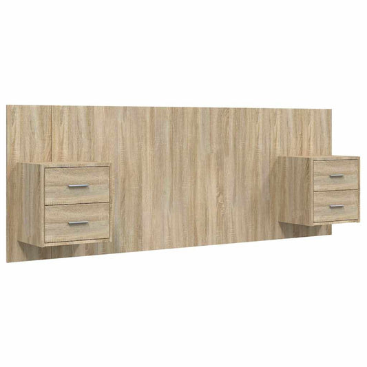Bed Headboard with Cabinets Sonoma Oak Engineered Wood Bed Headboard with Cabinets Sonoma Oak Engineered Wood