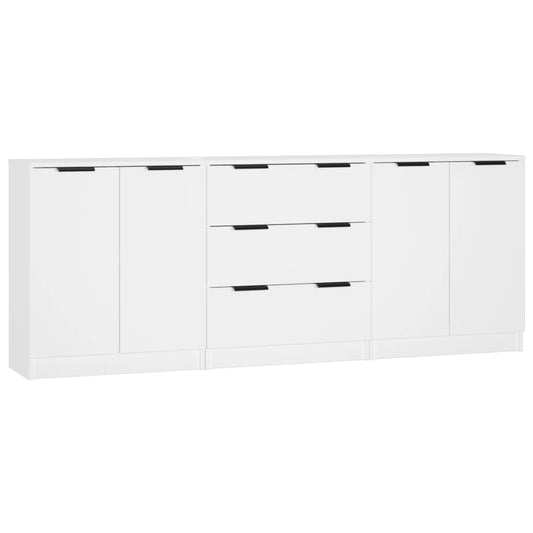 3 Piece Sideboards White Engineered Wood 3 Piece Sideboards White Engineered Wood