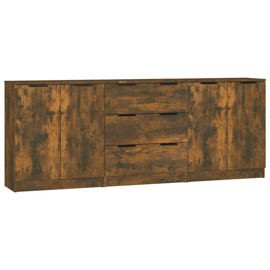 3 Piece Sideboards Smoked Oak Engineered Wood 3 Piece Sideboards Smoked Oak Engineered Wood