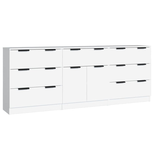 3 Piece Sideboards White Engineered Wood 3 Piece Sideboards White Engineered Wood