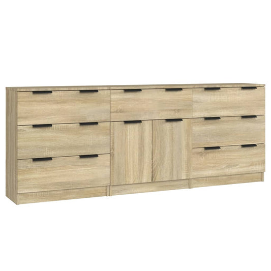3 Piece Sideboards Sonoma Oak Engineered Wood 3 Piece Sideboards Sonoma Oak Engineered Wood