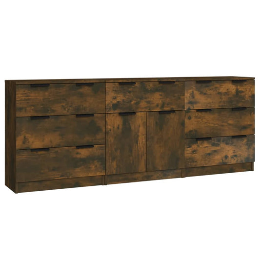 3 Piece Sideboards Smoked Oak Engineered Wood 3 Piece Sideboards Smoked Oak Engineered Wood
