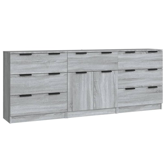 3 Piece Sideboards Grey Sonoma Engineered Wood 3 Piece Sideboards Grey Sonoma Engineered Wood