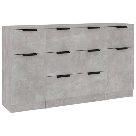 3 Piece Sideboard Set Concrete Grey Engineered Wood 3 Piece Sideboard Set Concrete Grey Engineered Wood