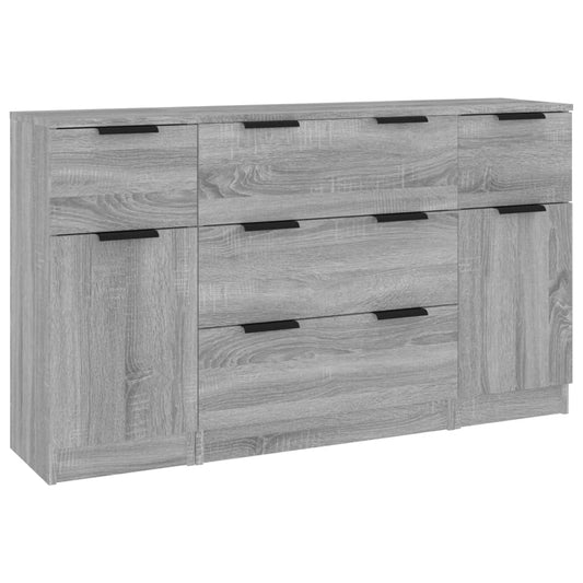 3 Piece Sideboard Set Grey Sonoma Engineered Wood 3 Piece Sideboard Set Grey Sonoma Engineered Wood