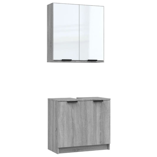 2 Piece Bathroom Cabinet Set Grey Sonoma Engineered Wood 2 Piece Bathroom Cabinet Set Grey Sonoma Engineered Wood