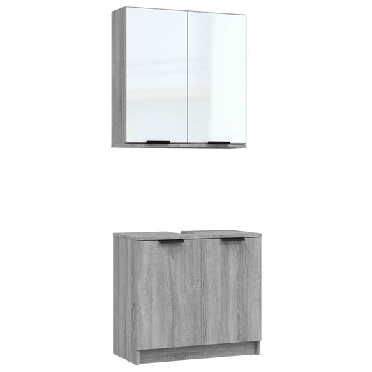 2 Piece Bathroom Cabinet Set Grey Sonoma Engineered Wood 2 Piece Bathroom Cabinet Set Grey Sonoma Engineered Wood