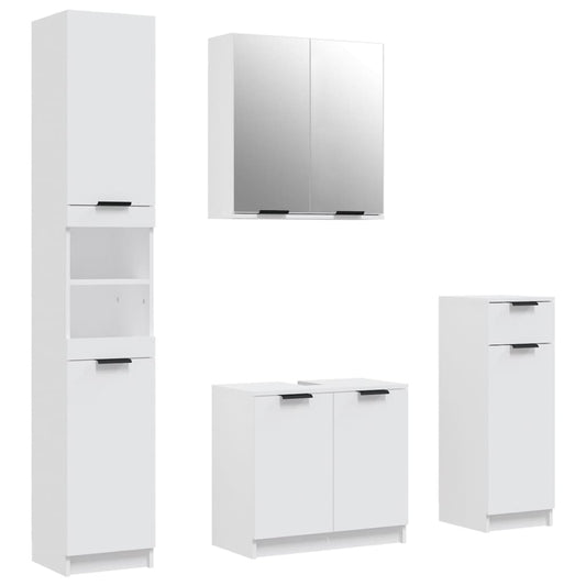 4 Piece Bathroom Cabinet Set White Engineered Wood 4 Piece Bathroom Cabinet Set White Engineered Wood