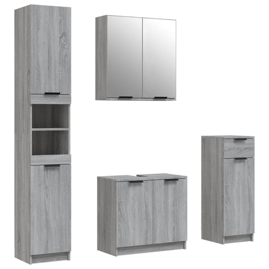 4 Piece Bathroom Cabinet Set Grey Sonoma Engineered Wood 4 Piece Bathroom Cabinet Set Grey Sonoma Engineered Wood