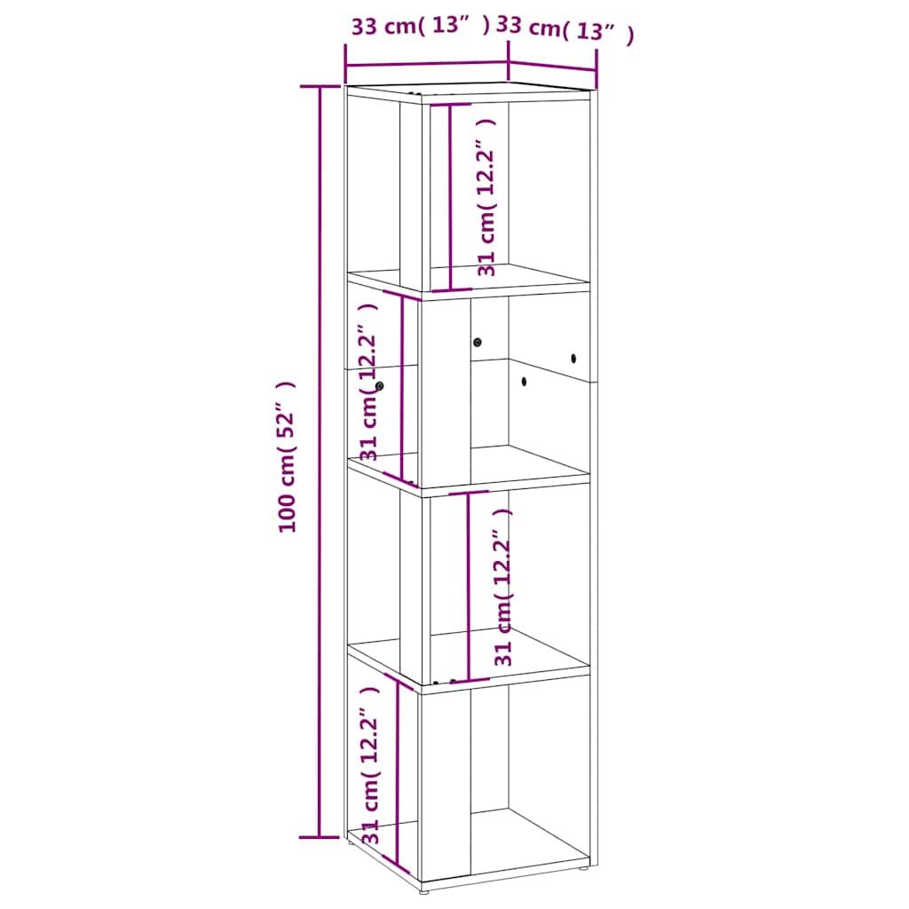 Corner Cabinet Smoked Oak 33x33x132 cm Engineered Wood