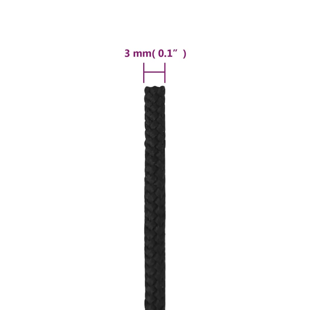 Boat Rope Full Black 3 mm 100 m Polypropylene